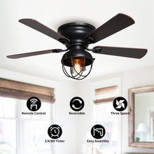 Load image into Gallery viewer, 42&quot; Traditional Flush Mount Reversible Ceiling Fan with Lighting and Remote Control
