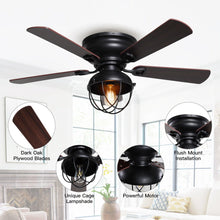Load image into Gallery viewer, 42&quot; Traditional Flush Mount Reversible Ceiling Fan with Lighting and Remote Control
