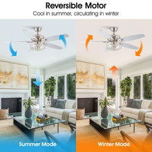 Cargar imagen en el visor de la galería, 52&quot; Kyla Industrial Brushed Nickel Reversible Caged Ceiling Fan with Lighting

