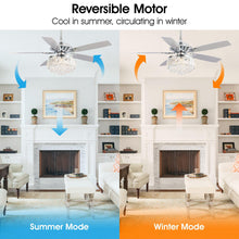 Carregar imagem no visualizador da galeria, 52&quot; Elkton Modern Reversible Crystal Fandelier with Lighting and Remote Control
