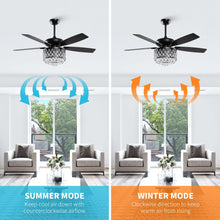 Carregar imagem no visualizador da galeria, 52&quot; Wethington Modern Downrod Mount Reversible Crystal Ceiling Fan with Lighting and Remote Control
