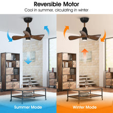 Load image into Gallery viewer, 28&quot; Kwang Farmhouse DC Motor Downrod Mount Reversible Ceiling Fan with LED Lighting and Remote Control
