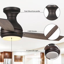 Load image into Gallery viewer, 48&quot; Beckette Farmhouse Flush Mount Reversible Ceiling Fan with Lighting and Remote Control
