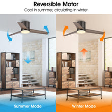 Load image into Gallery viewer, 48&quot; Kielah Farmhouse Flush Mount Reversible Ceiling Fan with Lighting and Remote Control
