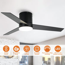 Cargar imagen en el visor de la galería, 48&quot; Flush Mount Ceiling Fan 3 Blades with LED Lighting and Remote Control

