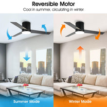 Cargar imagen en el visor de la galería, 48&quot; Flush Mount Ceiling Fan 3 Blades with LED Lighting and Remote Control
