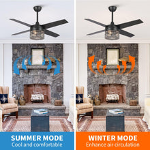 Carregar imagem no visualizador da galeria, 48&quot; Pune Modern Downrod Mount Reversible Crystal Ceiling Fan with Lighting and Remote Control
