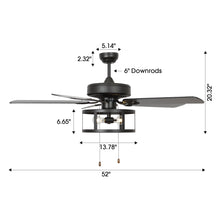 Cargar imagen en el visor de la galería, 52&quot; Urbana Downrod Mount Reversible Industrial Ceiling Fan with Lighting and Pull Chain
