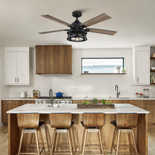 Carregar imagem no visualizador da galeria, 52&quot; Lucknow Industrial Black Reversible Ceiling Fan with Lighting and Remote Control
