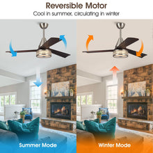 Carregar imagem no visualizador da galeria, 52&quot; Farmhouse Satin Nickel Downrod Mount Reversible Crystal Ceiling Fan with Lighting and Remote Control
