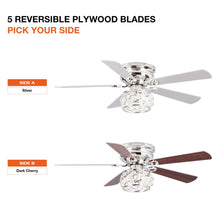 Load image into Gallery viewer, 48&quot; Modern Chrome Flush Mount Reversible Crystal Ceiling Fan with Lighting and Remote Control
