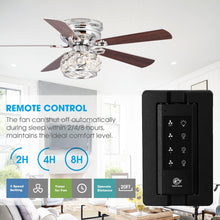 Load image into Gallery viewer, 48&quot; Modern Chrome Flush Mount Reversible Crystal Ceiling Fan with Lighting and Remote Control
