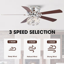 Load image into Gallery viewer, 48&quot; Modern Chrome Flush Mount Reversible Crystal Ceiling Fan with Lighting and Remote Control
