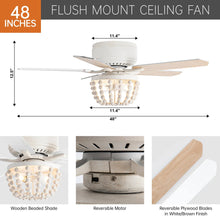 Carregar imagem no visualizador da galeria, 48&quot; New Delhi Farmhouse Flush Mount Reversible Ceiling Fan with Lighting and Remote Control
