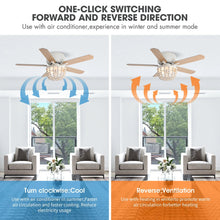Carregar imagem no visualizador da galeria, 48&quot; New Delhi Farmhouse Flush Mount Reversible Ceiling Fan with Lighting and Remote Control
