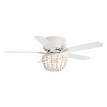 Cargar imagen en el visor de la galería, 48&quot; New Delhi Farmhouse Flush Mount Reversible Ceiling Fan with Lighting and Remote Control
