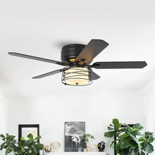 Load image into Gallery viewer, 48&quot; Athens Industrial Flush Mount Reversible Ceiling Fan with Lighting and Remote Control
