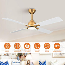 Load image into Gallery viewer, 48&quot; Linden DC Motor Downrod Mount Reversible Ceiling Fan with Lighting and Remote Control
