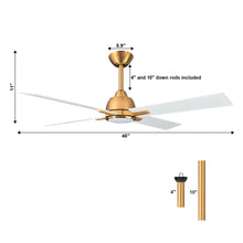 Cargar imagen en el visor de la galería, 48&quot; Linden Industrial DC Motor Downrod Mount Reversible Crystal Ceiling Fan with Lighting and Remote Control
