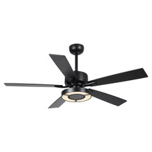 Carregar imagem no visualizador da galeria, 52&quot; 5 Blades Black Ceiling Fan with Lighting
