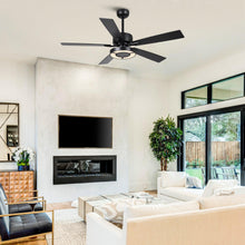 Carregar imagem no visualizador da galeria, 52&quot; 5 Blades Black Ceiling Fan with Lighting
