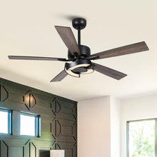 Carregar imagem no visualizador da galeria, 52&quot; 5 Blades Black Ceiling Fan with Lighting
