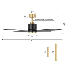 Carregar imagem no visualizador da galeria, 52&quot; Ashby Industrial Satin Nickel DC Motor Ceiling Fan with LED Lighting and Remote Control
