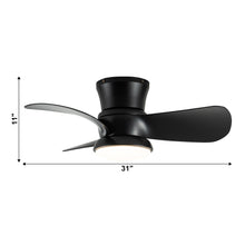 Cargar imagen en el visor de la galería, 31&quot; Mazon Modern DC Motor Flush Mount Reversible Ceiling Fan with LED Lighting and Remote Control
