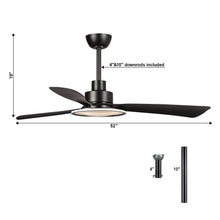 Cargar imagen en el visor de la galería, 52&quot; Bohemian Industrial DC Motor Downrod Mount Reversible Ceiling Fan with Lighting and Remote Control
