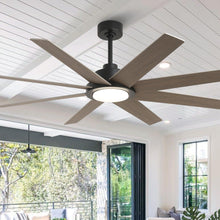 Carregar imagem no visualizador da galeria, 60&quot; DC Motor 8 Blades Modern Downrod Mount Ceiling Fan with LED Light and Remote Control

