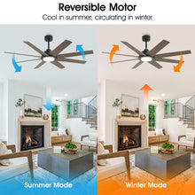 Carregar imagem no visualizador da galeria, 60&quot; DC Motor 8 Blades Modern Downrod Mount Ceiling Fan with LED Light and Remote Control

