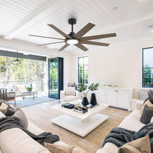 Carregar imagem no visualizador da galeria, 60&quot; DC Motor 8 Blades Modern Downrod Mount Ceiling Fan with LED Light and Remote Control
