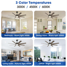Carregar imagem no visualizador da galeria, 60&quot; DC Motor 8 Blades Modern Downrod Mount Ceiling Fan with LED Light and Remote Control
