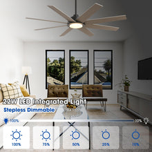 Carregar imagem no visualizador da galeria, 60&quot; DC Motor 8 Blades Modern Downrod Mount Ceiling Fan with LED Light and Remote Control
