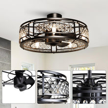 Load image into Gallery viewer, 27&quot; Wright Modern DC Motor Downrod Mount Reversible Crystal Ceiling Fan with Lighting and Remote Control
