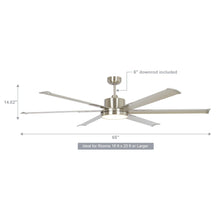 Load image into Gallery viewer, 65 Inch Freda DC Motor Modern Downrod Ceiling Fan with LED Light and Remote Control
