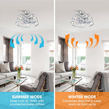 Load image into Gallery viewer, 23&quot; Modern Satin Nickel DC Motor Downrod Mount Reversible Fandelier Ceiling Fan with Lighting and Remote Control
