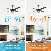 Load image into Gallery viewer, 70&quot; Modern DC Motor Downrod Mount Reversible Ceiling Fan with Lighting and Remote Control
