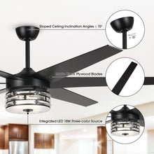 Load image into Gallery viewer, 70&quot; Modern DC Motor Downrod Mount Reversible Ceiling Fan with Lighting and Remote Control
