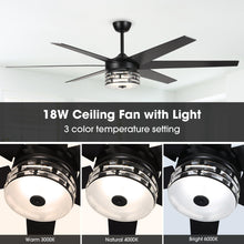 Load image into Gallery viewer, 70&quot; Modern DC Motor Downrod Mount Reversible Ceiling Fan with Lighting and Remote Control

