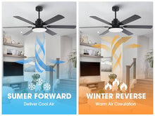Carregar imagem no visualizador da galeria, 60&quot; Industrial DC Motor Downrod Mount Reversible Ceiling Fan with Lighting and Remote Control
