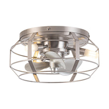 Load image into Gallery viewer, 12&quot; Flush Mount Low Profile Caged Small Ceiling Fan with Light and Remote Control
