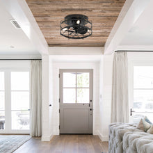 Cargar imagen en el visor de la galería, 13&quot; Madurai Farmhouse Flush Mount Reversible Ceiling Fan with Lighting and Remote Control
