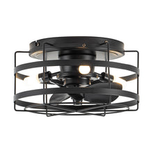 Cargar imagen en el visor de la galería, 13&quot; Madurai Farmhouse Flush Mount Reversible Ceiling Fan with Lighting and Remote Control
