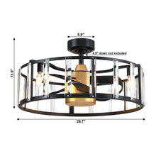 Cargar imagen en el visor de la galería, 27&quot; Modern DC Motor Downrod Mount Reversible Crystal Ceiling Fan with Lighting and Remote Control
