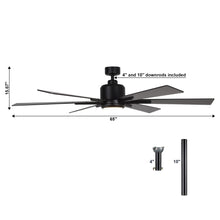 Cargar imagen en el visor de la galería, 65&quot; Bendan Industrial Downrod Mount Ceiling Fan with Lighting and Remote Control
