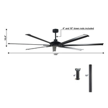 Cargar imagen en el visor de la galería, 84&quot; or 100&quot; Industrial Downrod Mount Ceiling Fan with Remote Control
