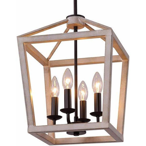 Farmhouse Rustic Chandelier Light Fixture Oak White ORB