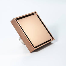 Load image into Gallery viewer, Rose Gold brass floor drain 4x4inch

