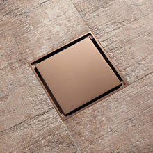 Load image into Gallery viewer, Rose Gold brass floor drain 4x4inch
